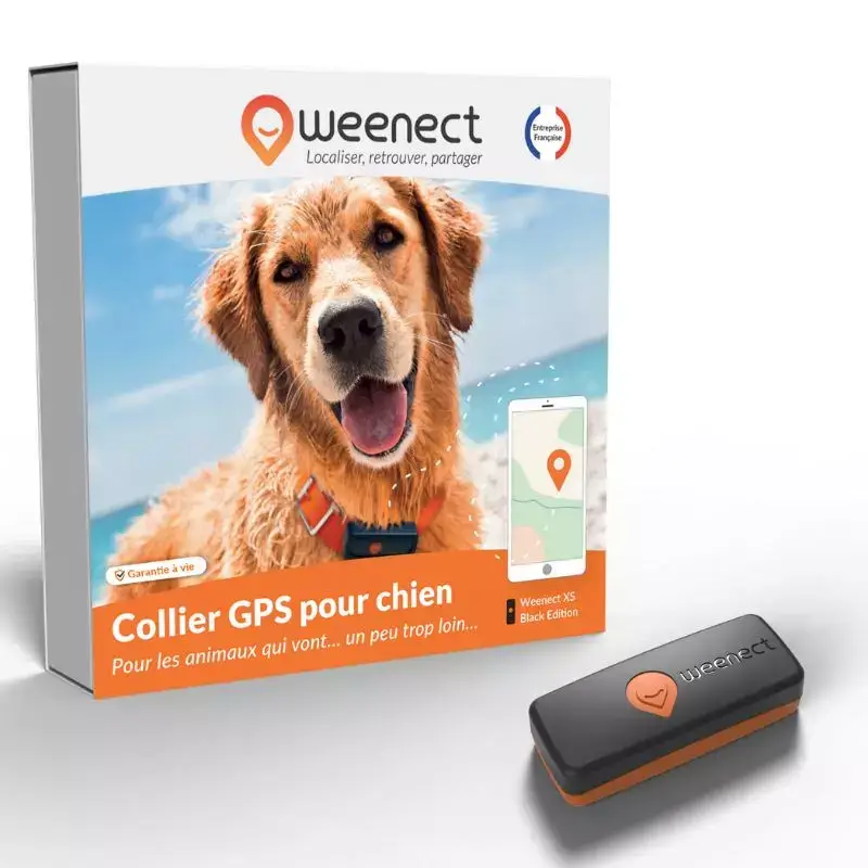 Collier GPS Weenect XS noir pour chien vendu par Griffouille
