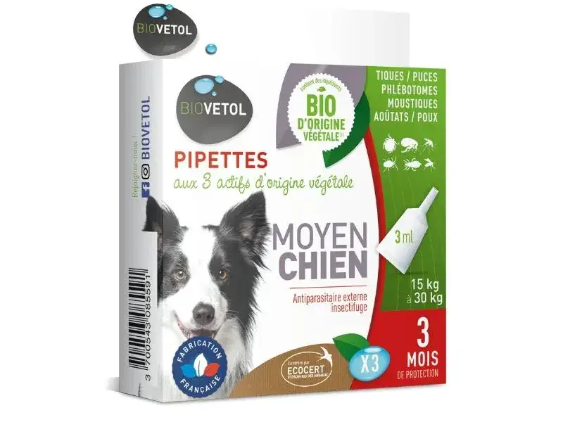 Pipette antiparasitaires moyen chien Biovetol