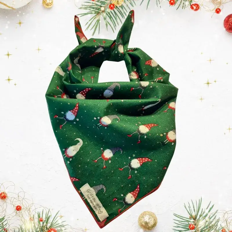Bandana De Noël Pour Chien - Collier Triangulaire Réglable 23-40 Cm, Motifs Festifs, Pour Chiens Et Chats 3-15 Kg