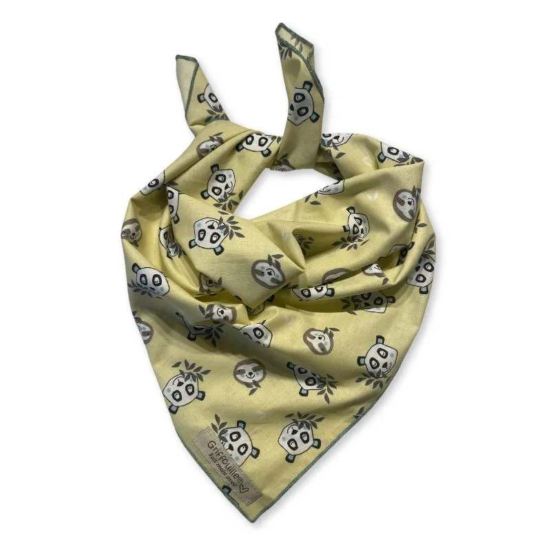 Bandana chien jaune et Pandas Griffouille