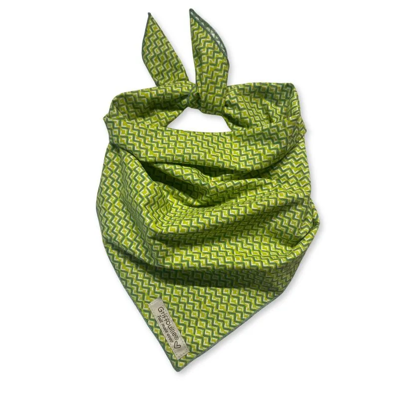 Bandana chien rayures asymétriques vert Griffouille